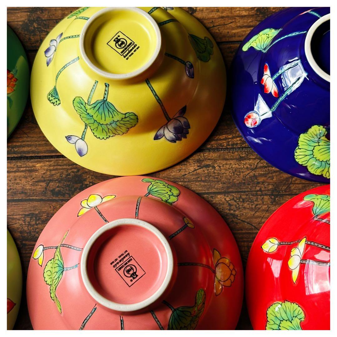 蓮柄の鉢6枚セット