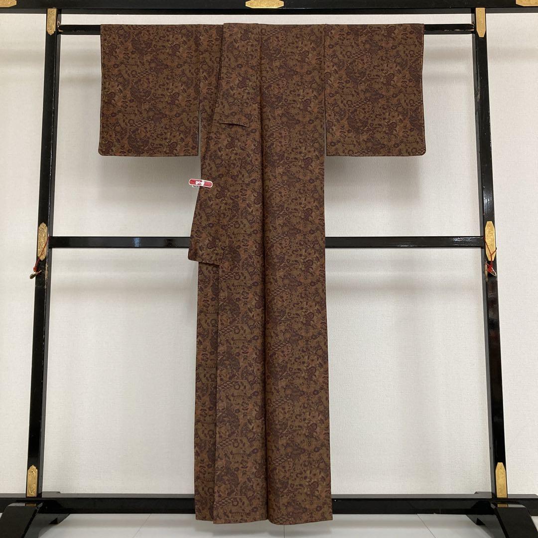 更紗模様 落ち着いた色味 素敵なデザイン 小紋 正絹 T-1621