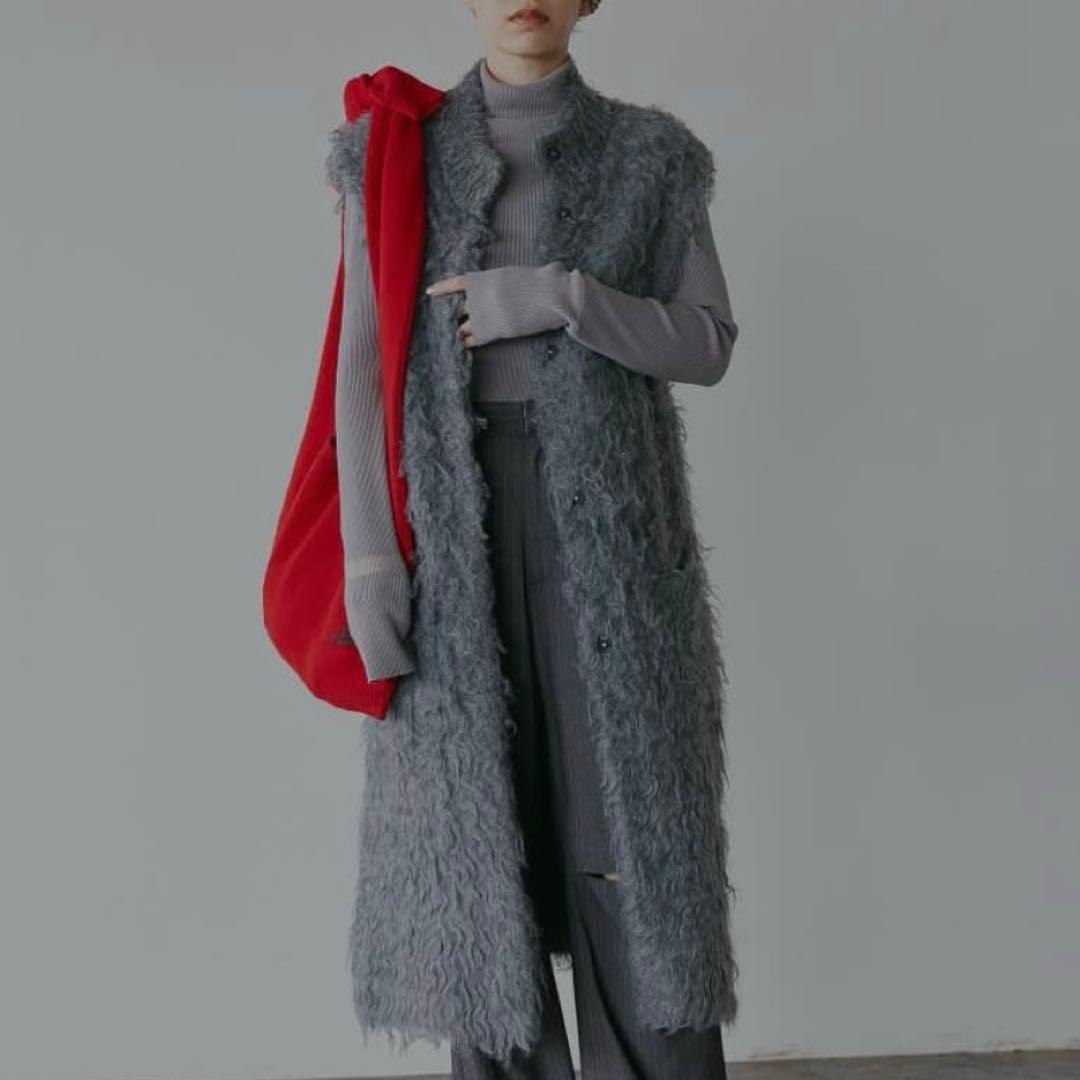 アメリ グレー ファー風 ロングベスト SIZE AMERI