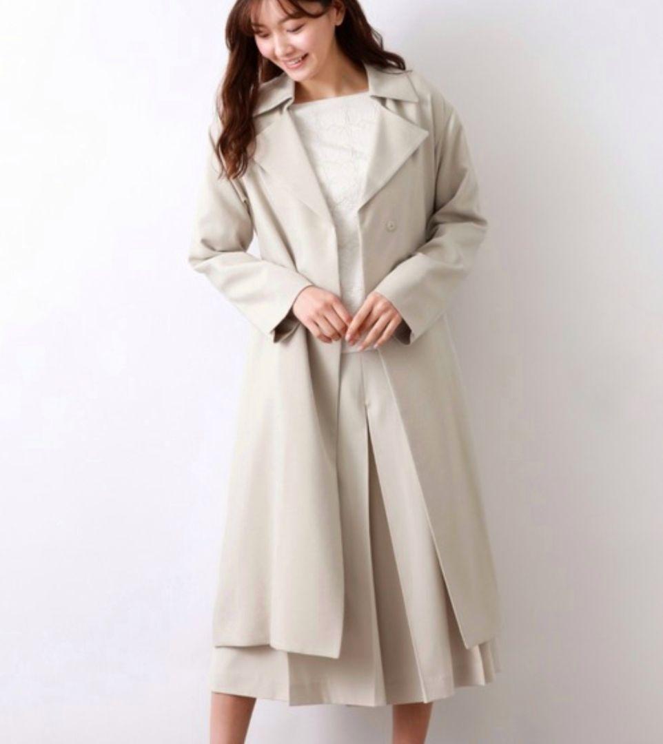 【アマカ】美品 トリアセテートトレンチコート 38 ベージュ