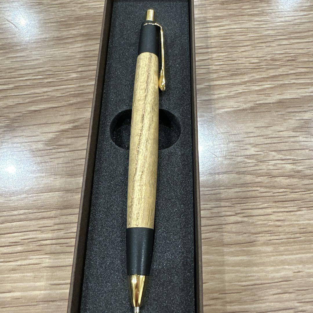 ボナンペン　欅　真鍮金具　シャーペン固定式