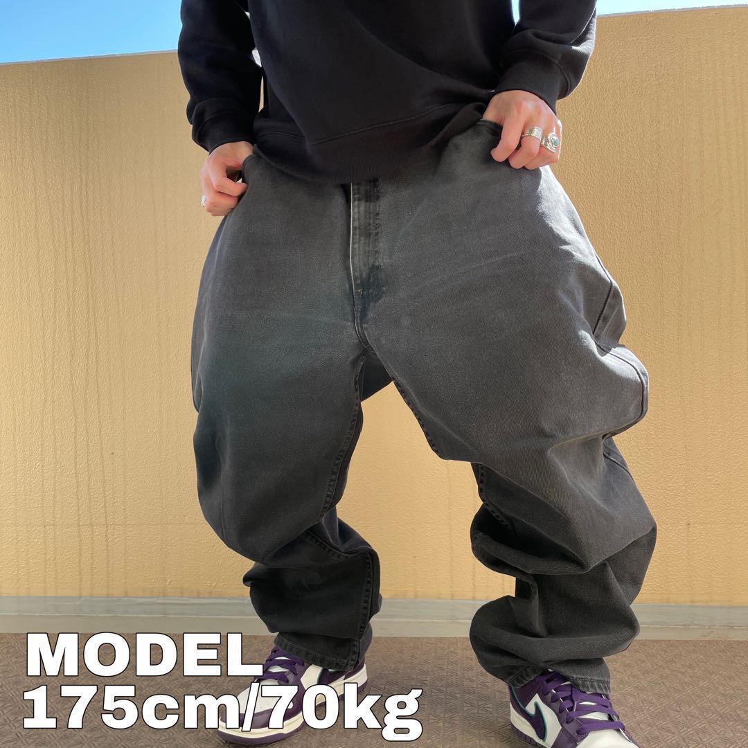 ランキング2022 W46 テーパードバギーパンツ 極太ブラックデニム