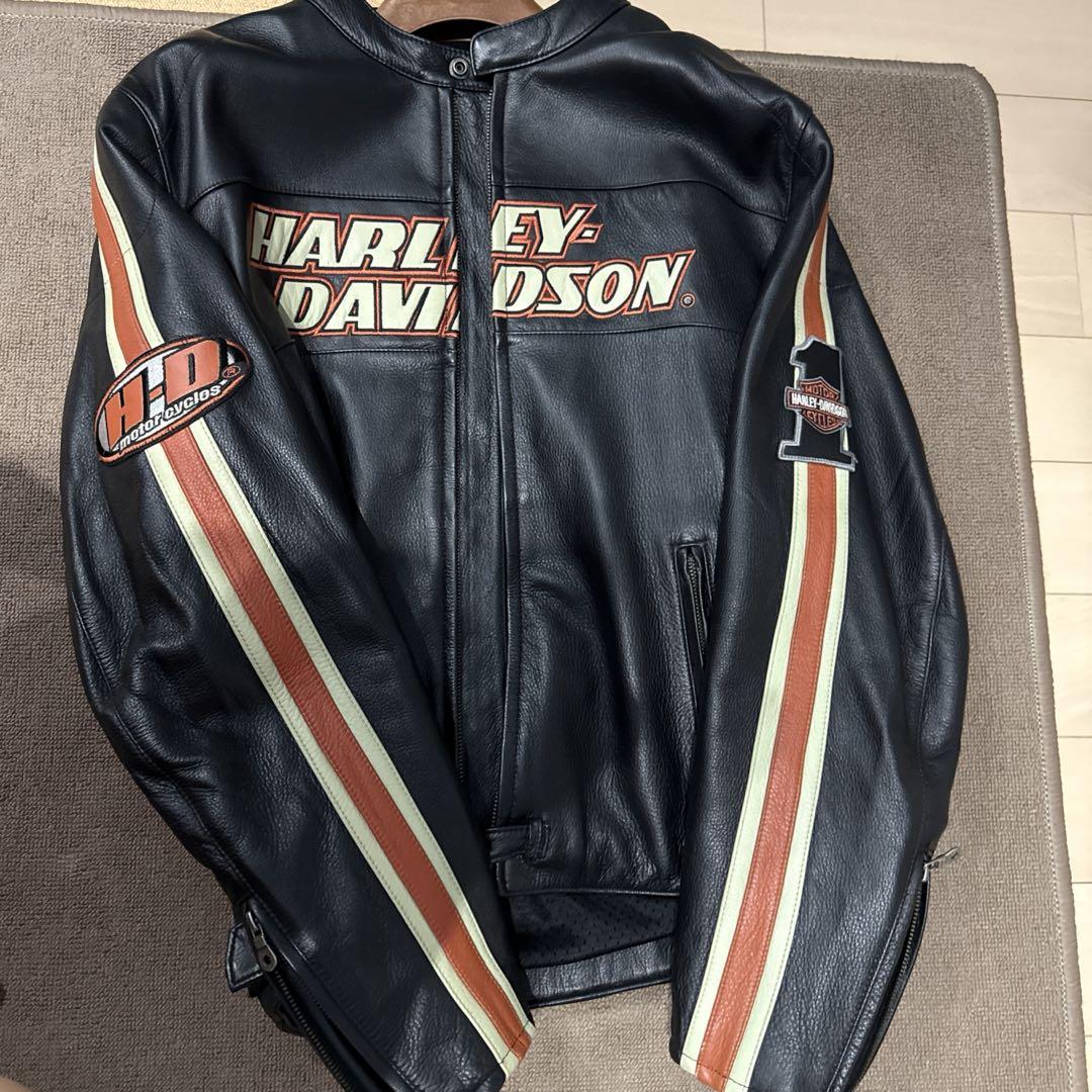 HARLEY-DAVIDSON ブラックレザージャケット - メルカリ