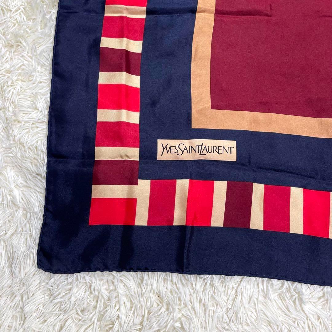 値下げ中✨ヴィンテージ美品❤️シルク100% イヴサンローラン大判ロングスカーフ Yves Saint Laurent 中古 良品 YVESSAINTLAURENTイヴサン