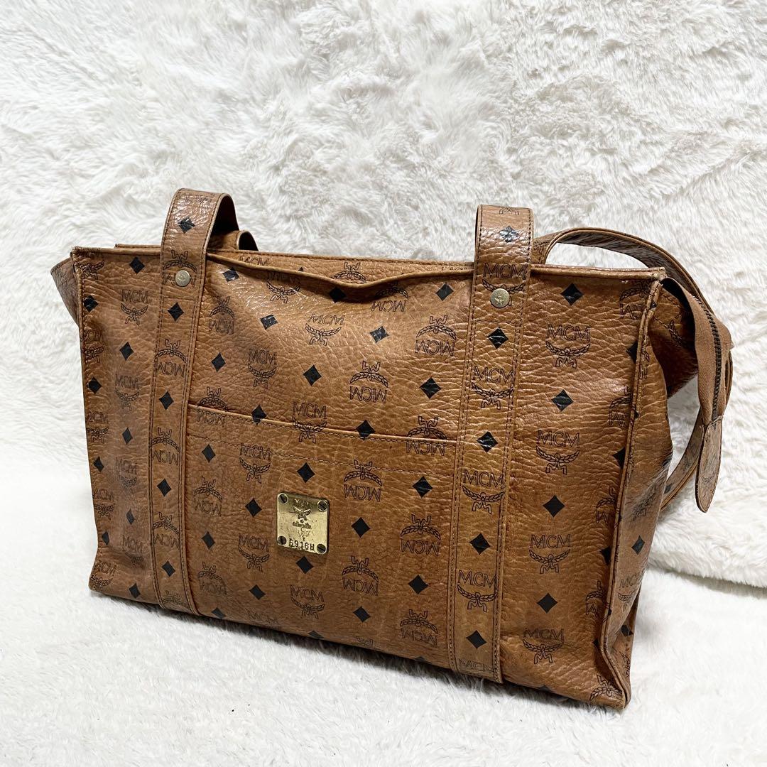 MCM ヴィセトス柄 レザー トートバッグ ショルダーバッグ 肩掛け 金具 ロゴ