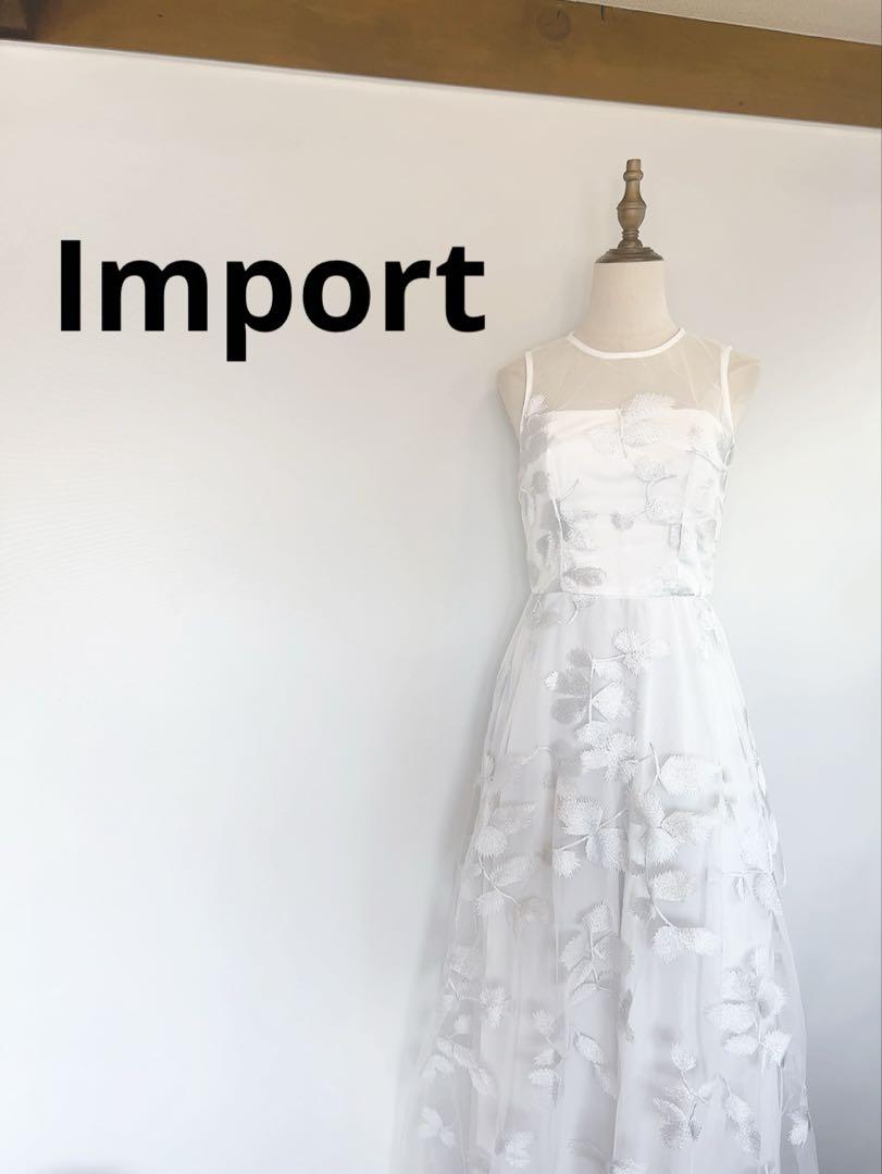 【極美品】Import ホワイトオーガンジードレス739