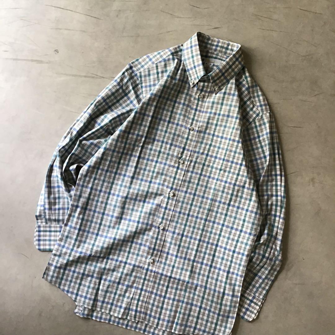 Aquascutum アクアスキュータム　チェック　シャツ　ベージュ　グリーン