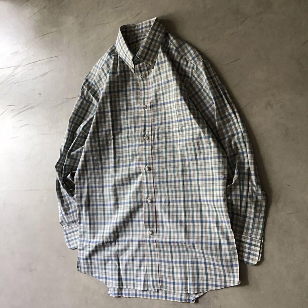 Aquascutum アクアスキュータム　チェック　シャツ　ベージュ　グリーン