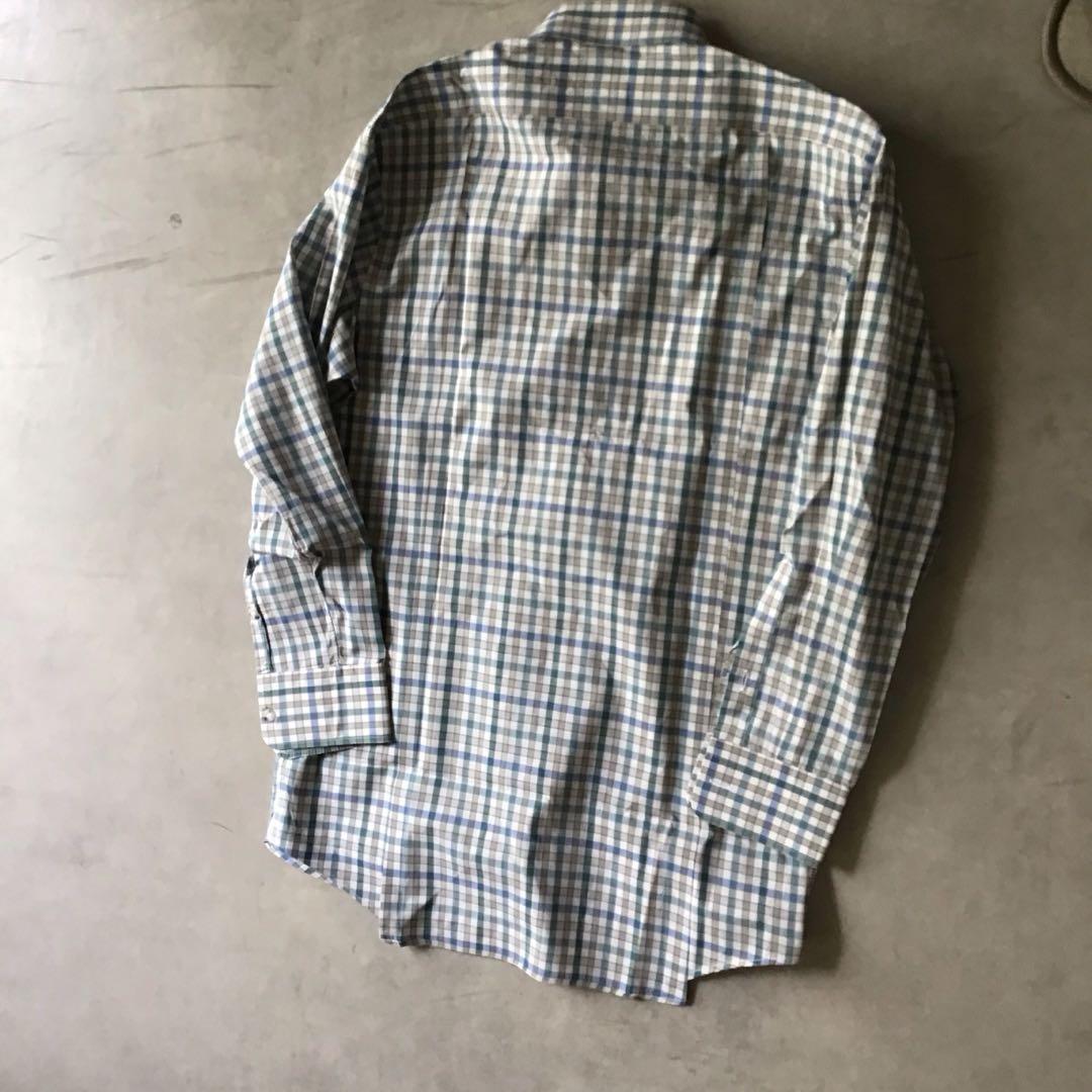 Aquascutum アクアスキュータム　チェック　シャツ　ベージュ　グリーン