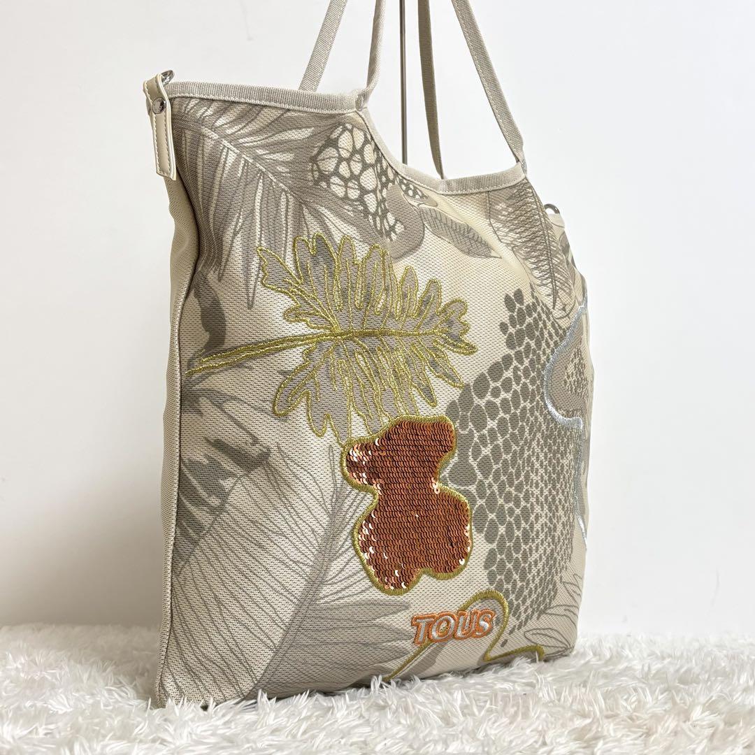 美品】 TOUS ショルダーバッグ トートバッグ 2way くま 刺繍