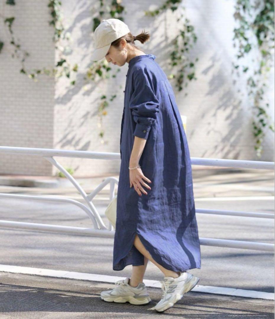 フレームワーク フレンチリネンシャツワンピース ブルー