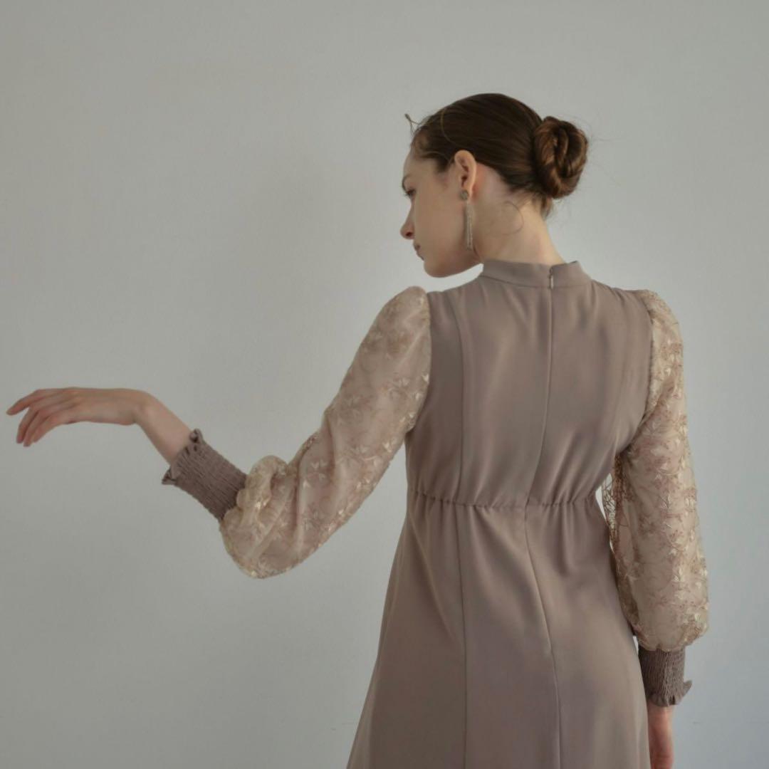 極美品】ANDRESD スリーブエンブロイダリードレス M 結婚式 お呼ばれ