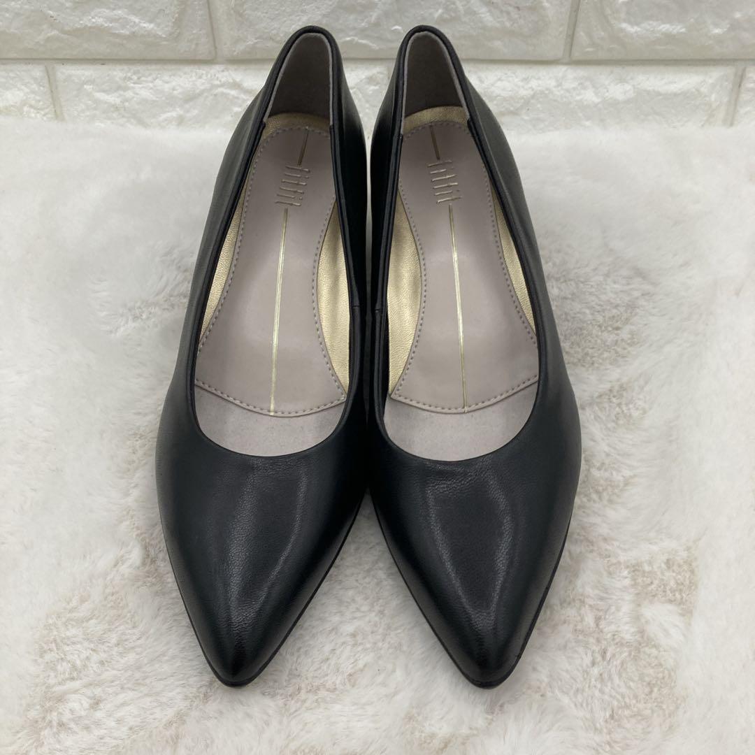 ❤️極美品❤️フィットフィット ポインテッドトゥ パンプス 24 チャンキーヒール