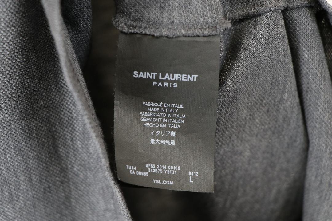 美品 14ss saint laurent paris ポロシャツ L グレー