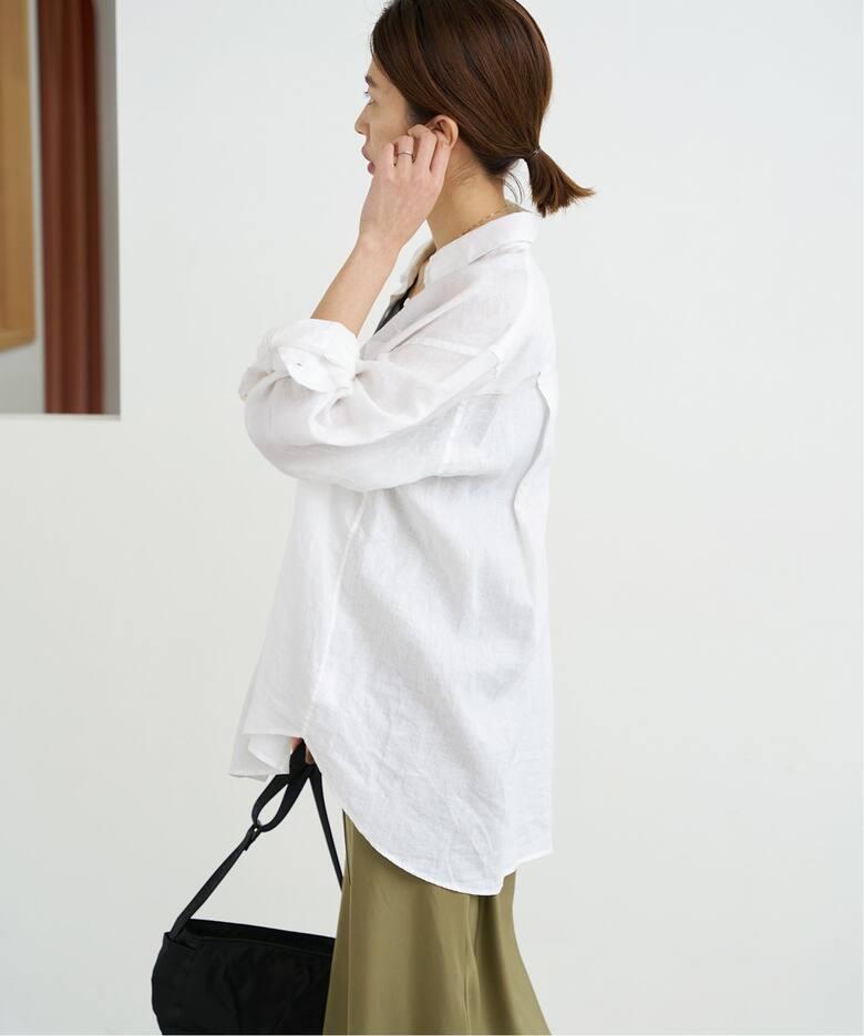 最大15%OFFクーポン 新品タグ☆IENA｜定価1,6万 24SS ホワイト リネンオーバーシャツ トップス