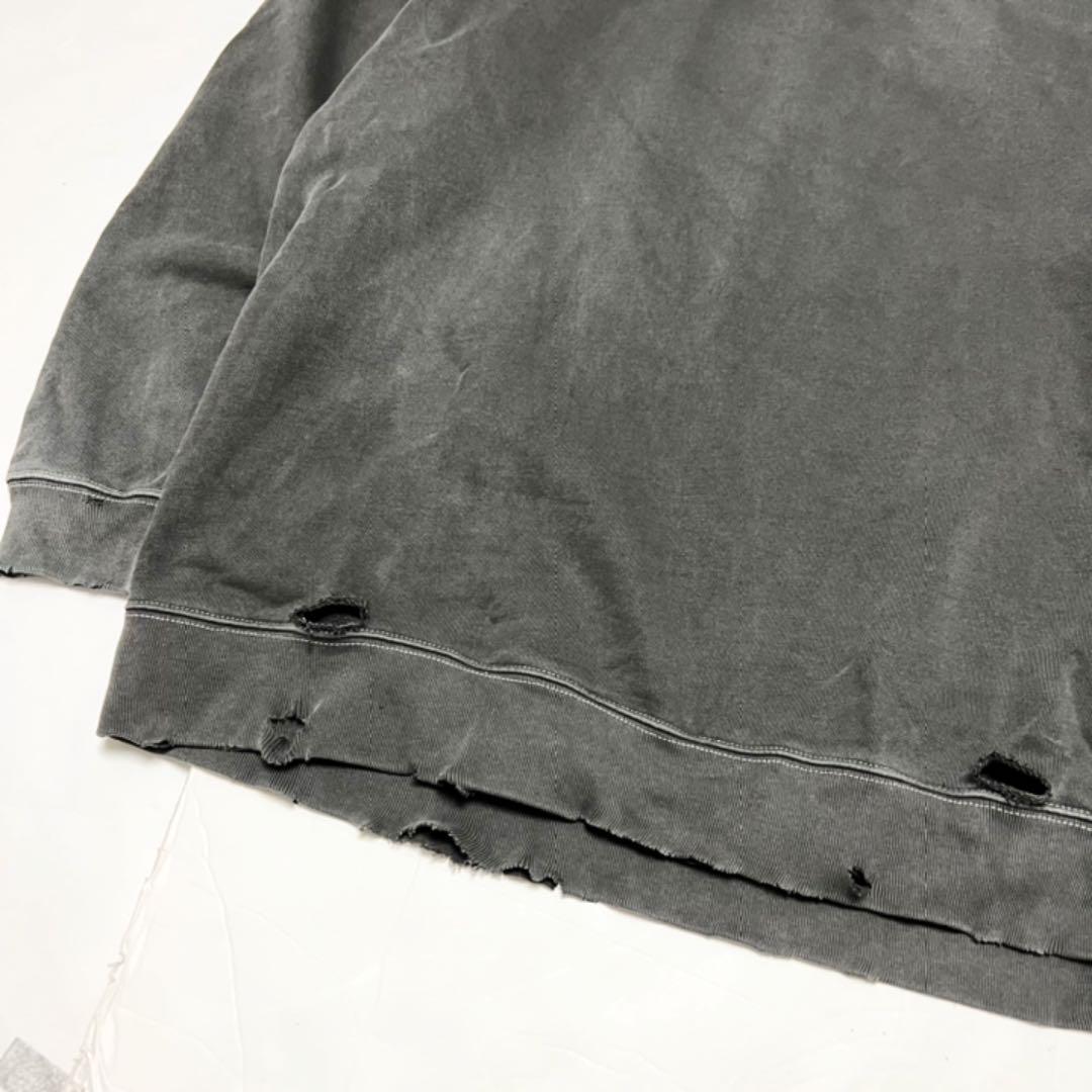 品質保証お得 古着 vintage ビンテージ ボロ加工 クラッシュスウェット 後染め グレー frO6M-m13259882980 限定セールHOT