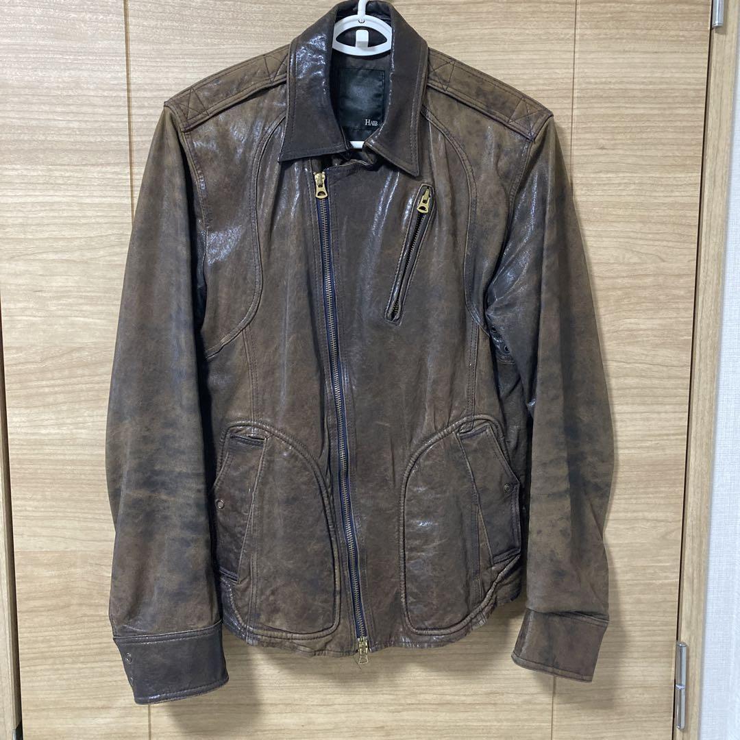 HALB ダブルライダース レザージャケット 羊革 ダークパープル