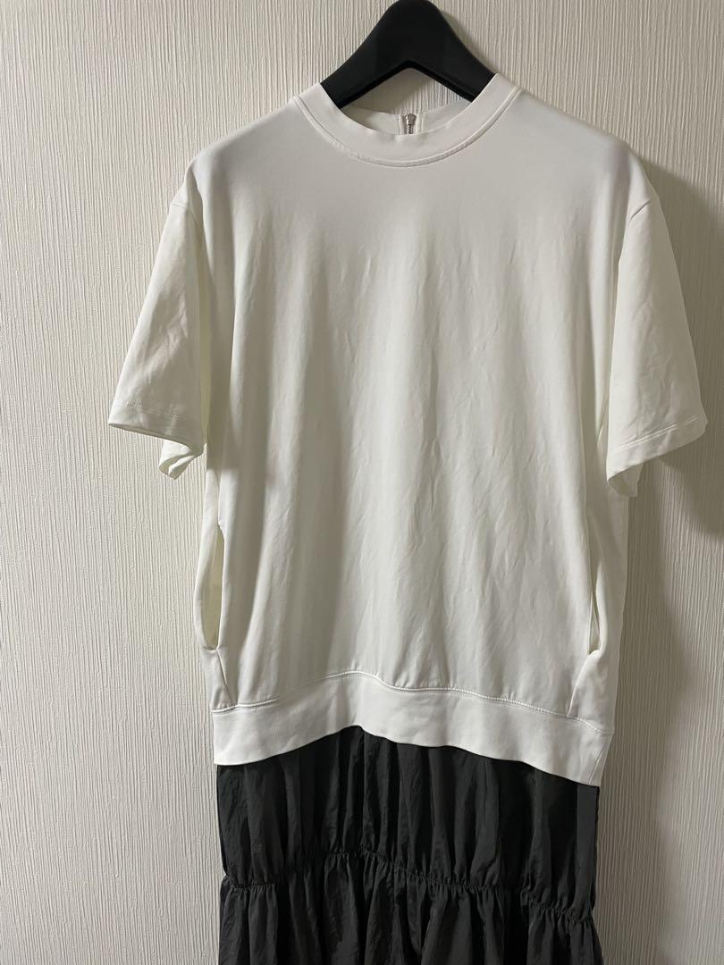 アダムエロペ【洗える】ミニ裏毛 Tシャツドッキングワンピース　ロング丈
