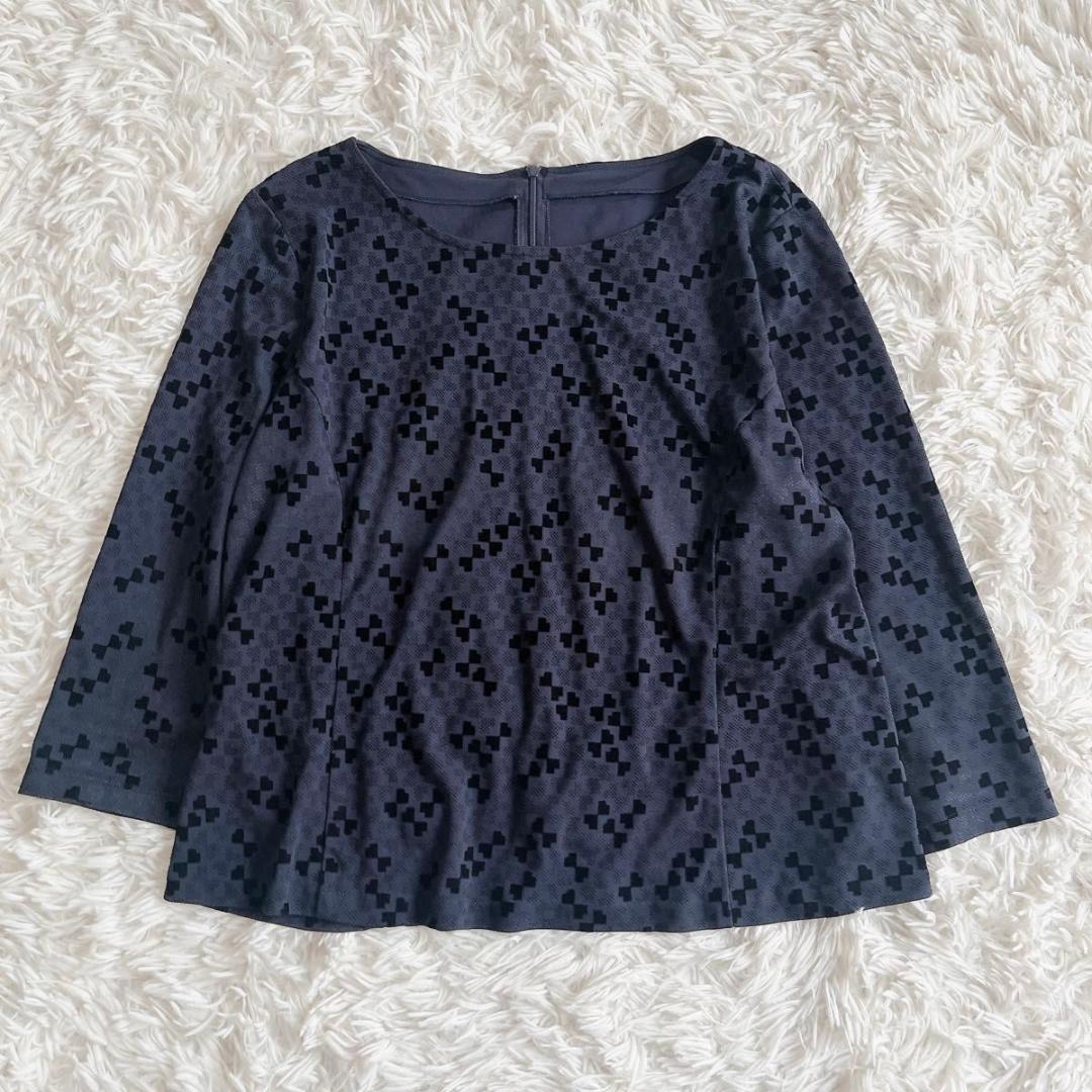 *美品【レリアン】セットアップ ベロア タック リボン柄 ネイビー 13+ *美品【レリアン】セットアップ ベロア タック リボン柄 ネイビー 13+