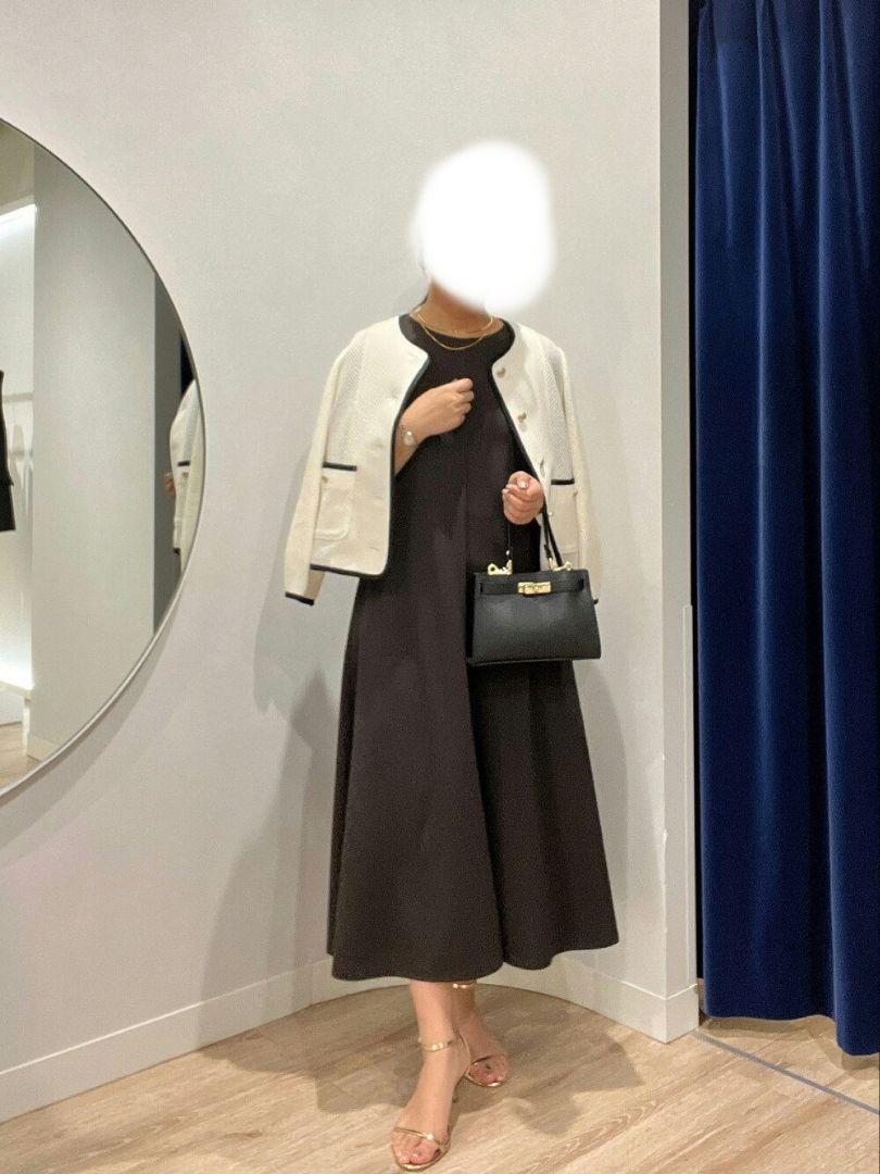 NOLLEY'S カットジョーゼットフレアワンピース ブラウン 現行品