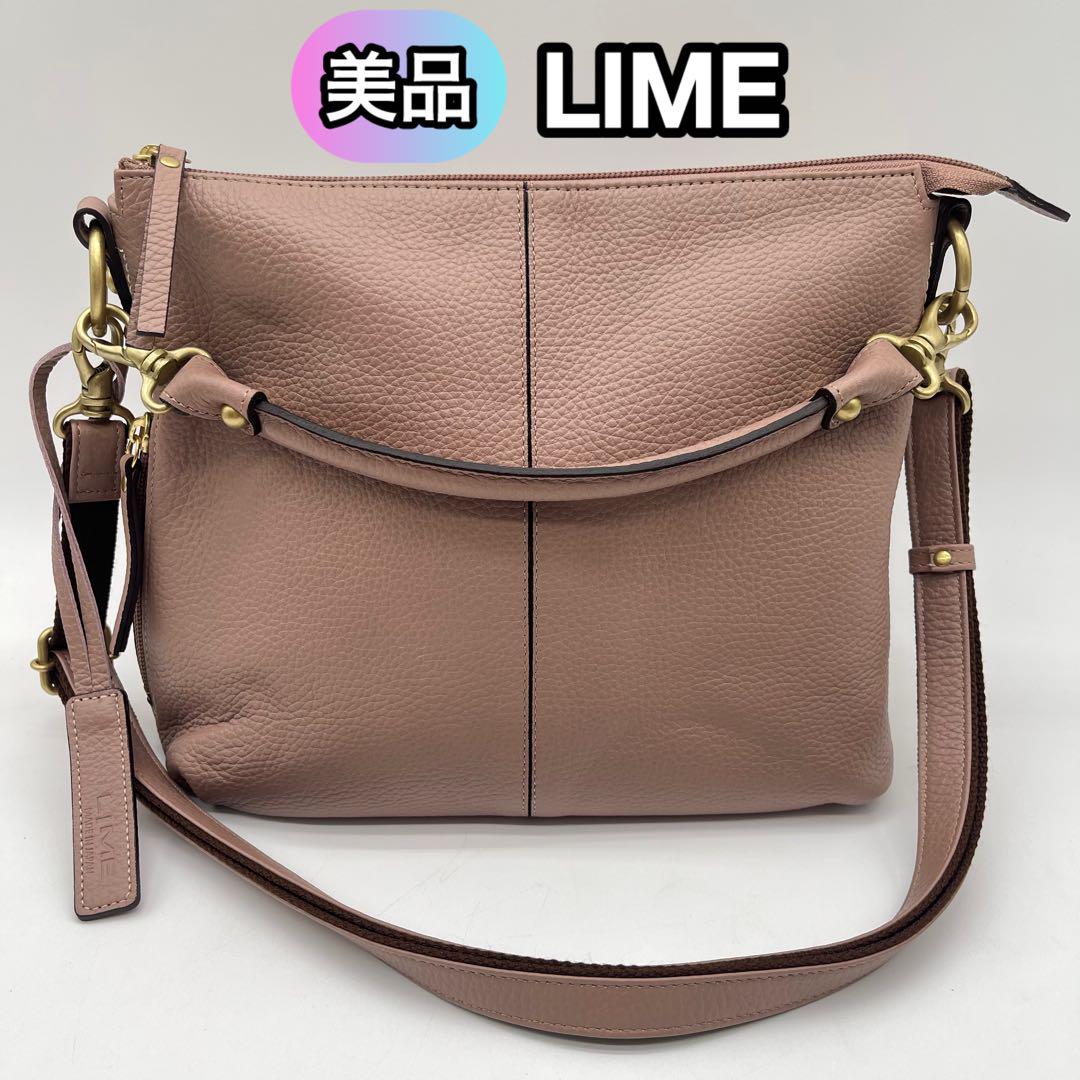 ✨極美品✨LIME ライム メイドインジャパン　本革 ショルダーバッグ 　黒 美品】LIME ライムメイドインジャパン 本革 2Wayショルダー