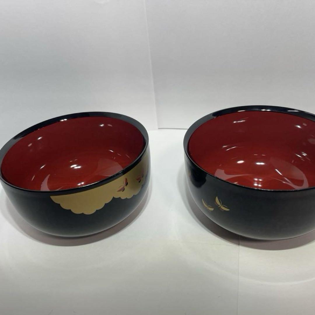 赤黒漆器 椀2個と箸セット 赤黒漆器 椀2個と箸セット