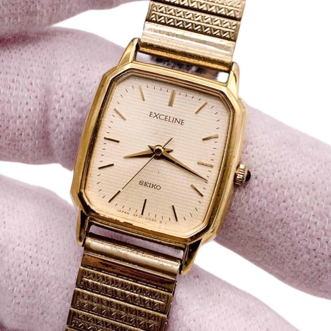 美品 SEIKO エクセリーヌ ゴムベルト レディース腕時計 1088