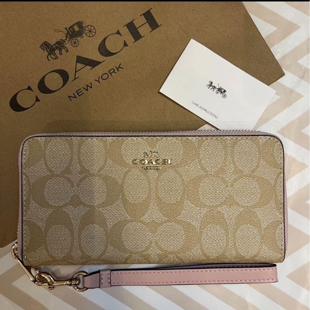 ウルル様専用　COACH コーチ　長財布　シグネチャー　ベージュ　ストラップ付き
