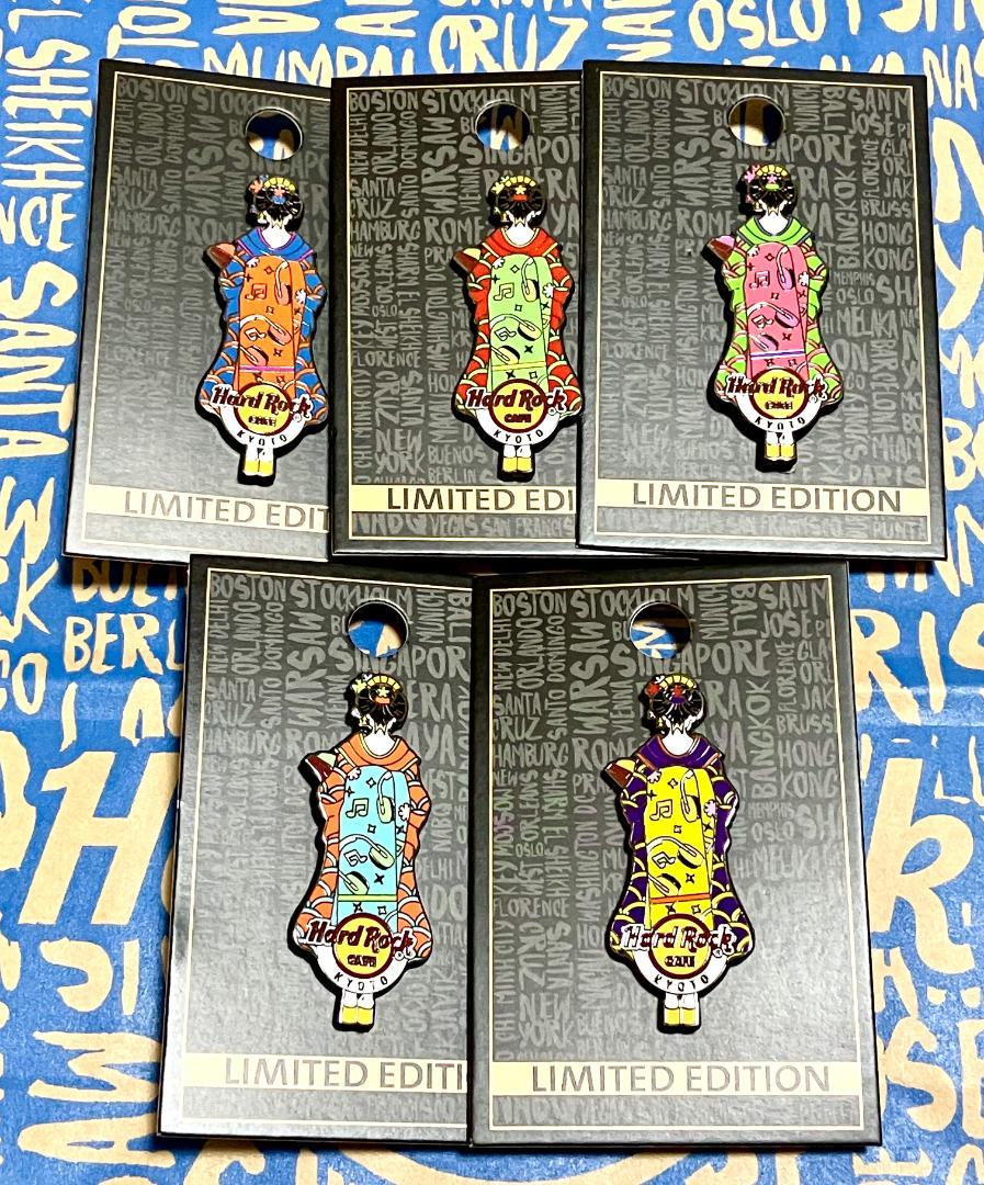 ハードロックカフェ☆京都♥新規オープン♥舞妓ピン☆5色全部【数量限定】赤青橙紫緑
