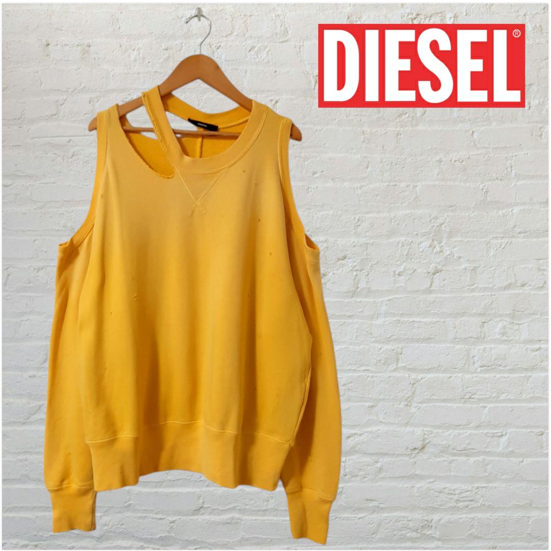 入荷なう DIESEL ディーゼル オープンショルダー スウェット ダメージ加工 トレーナー+スウェット