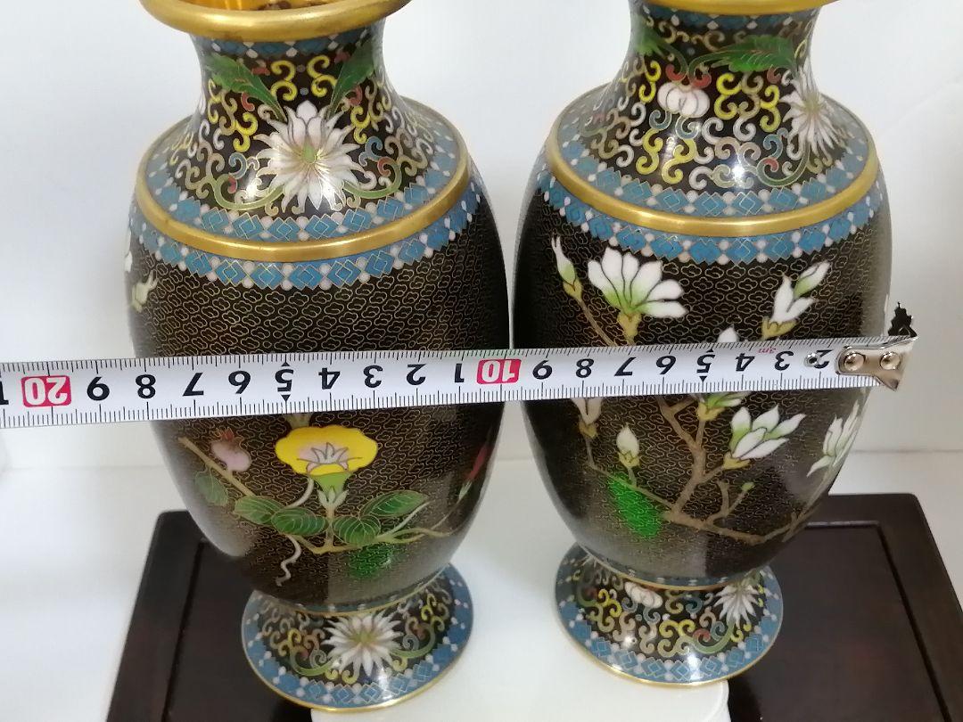 七宝焼花瓶一対   景泰藍花瓶  中国美術 置物   送料無料