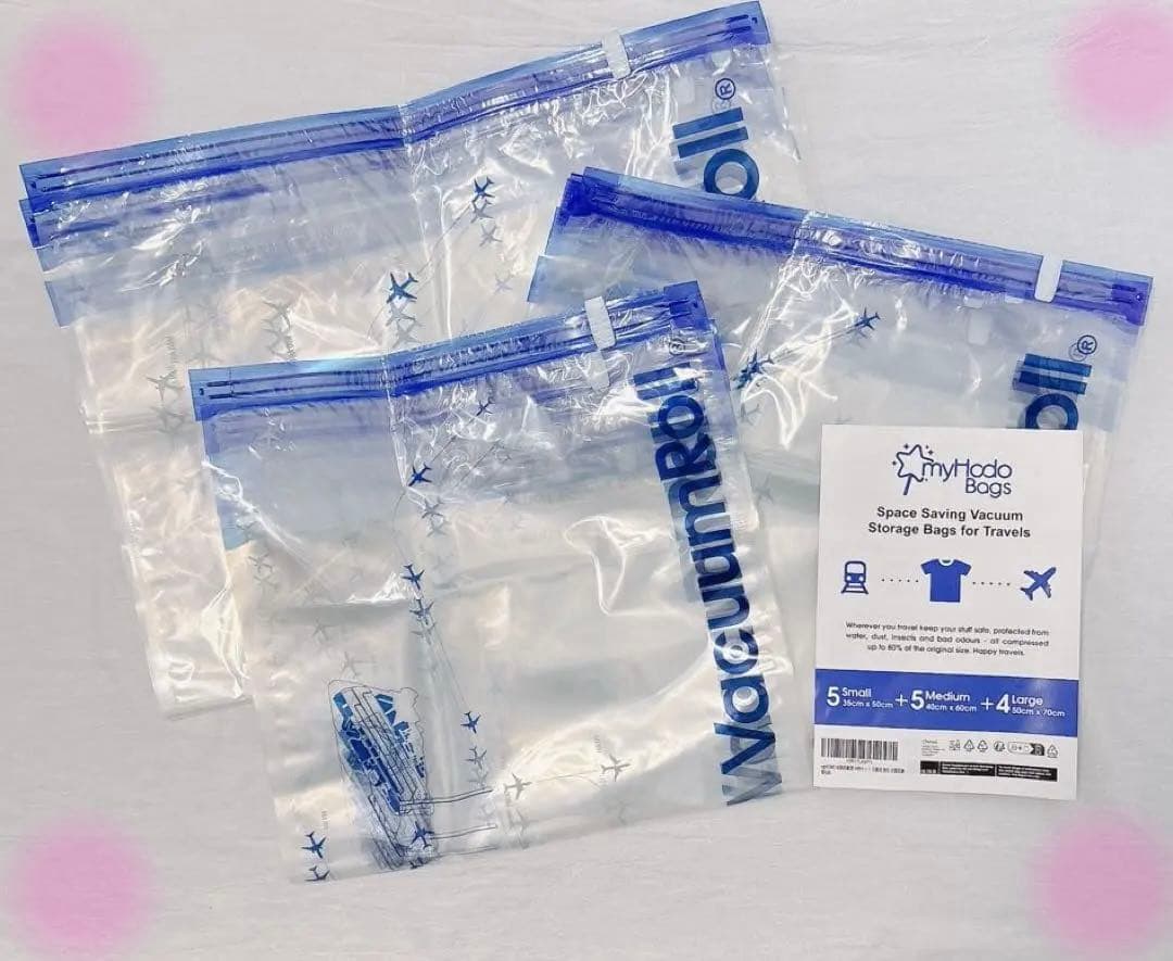 衣類圧縮袋 14枚セット 手巻き L4枚 M5枚 S5枚 ポンプ不要