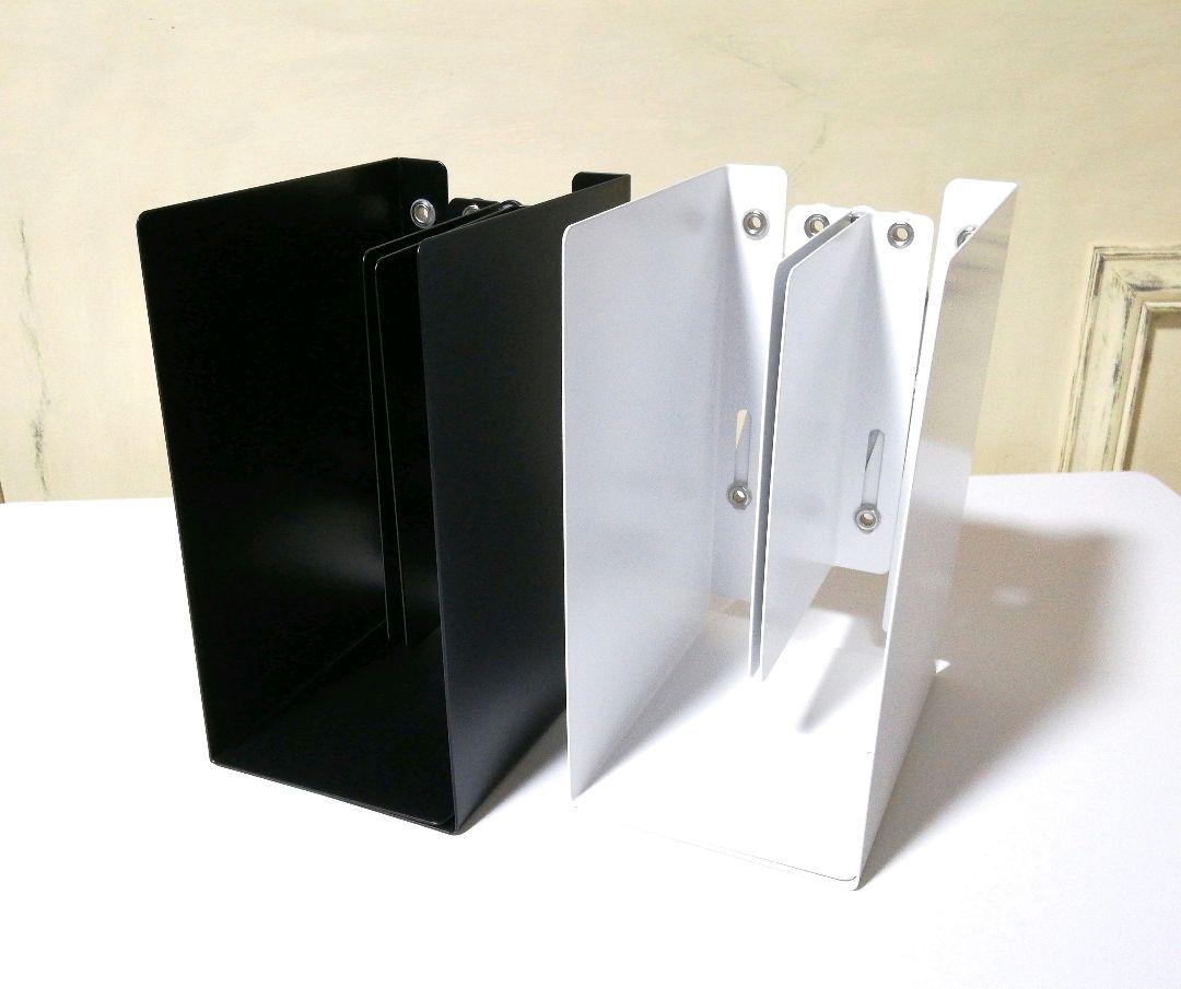 【2個セット】カール事務器 伸縮できるブックエンド ALB-55 白&黒