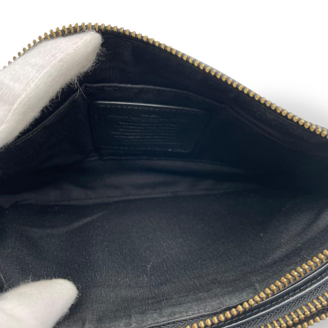 COACH コーチ★レイラ 2層 シボ革 ロゴ刻印 ショルダーバッグ ブラック