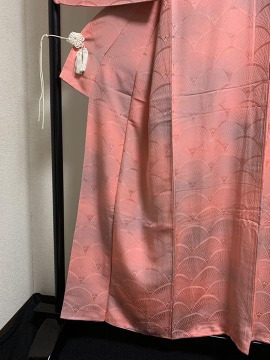 即納国産 95. ボカシ染小紋 扇文様 縮緬 Q9eVD-m13307005724 極美品 正絹 格安大人気