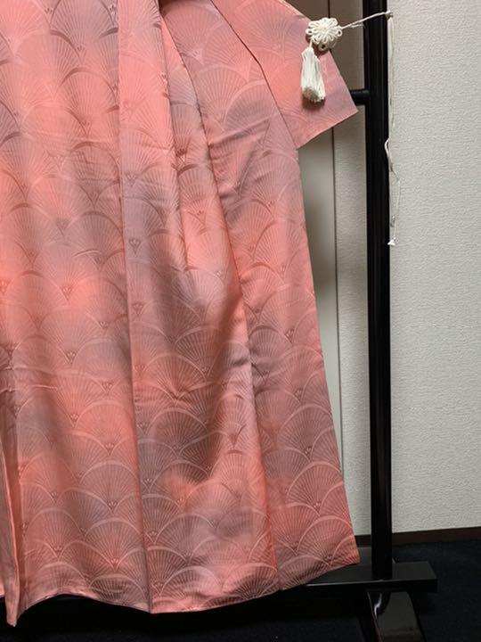 即納国産 95. ボカシ染小紋 扇文様 縮緬 Q9eVD-m13307005724 極美品 正絹 格安大人気