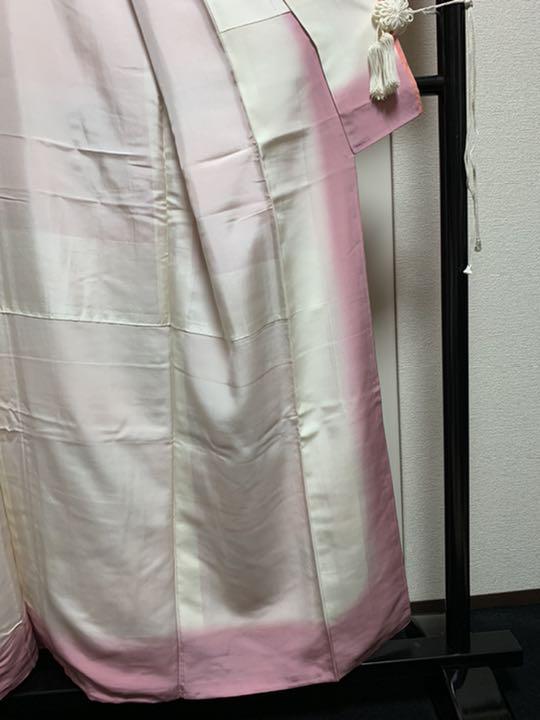 即納国産 95. ボカシ染小紋 扇文様 縮緬 Q9eVD-m13307005724 極美品 正絹 格安大人気