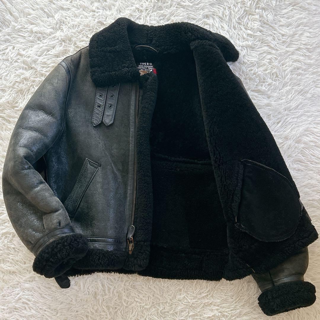 schott ショット【40】B-3 フライトジャケット 本革 オールブラック L/40サイズ 希少色 Schott B-3 ブラックムートン フライト