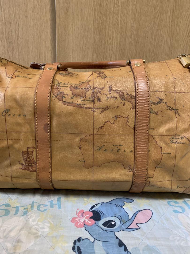 todayプリマクラッセ ボストンバック 世界地図 南京錠付き