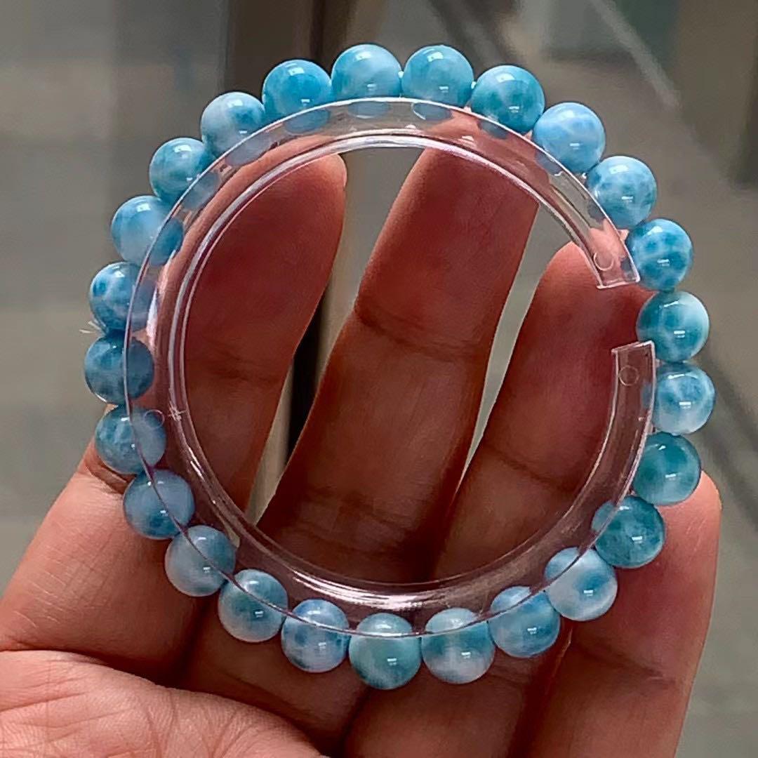 天然無処理　ラリマー ブレスレット 8mm-17.2g