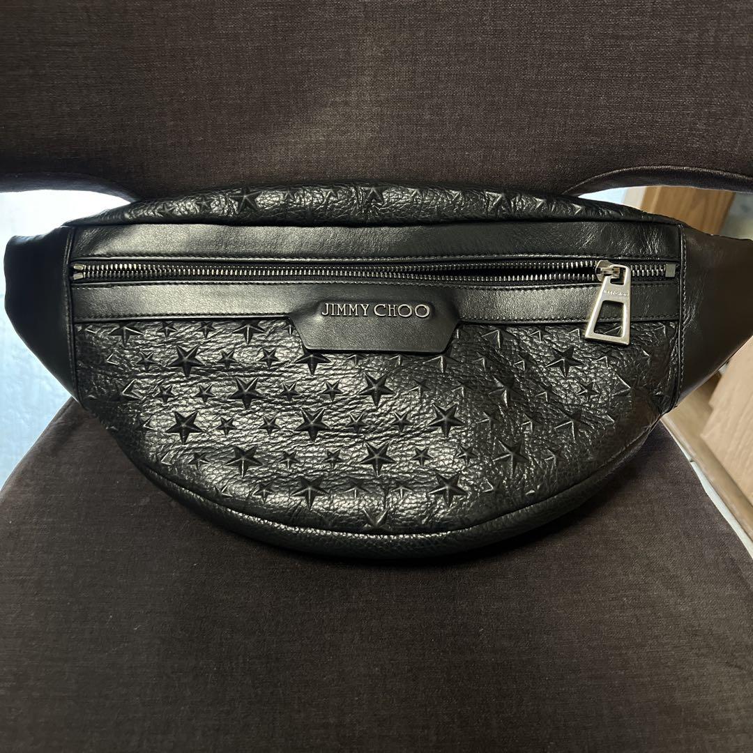 美品】Jimmy Choo DERRY EMG ボディバッグ　レザー黒　迷彩柄