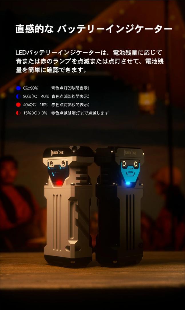 WUBEN　X2（ライトグレー色）ハンディライトコンパクト懐中電灯防水防災超強力