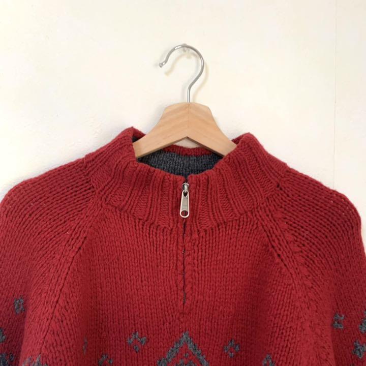 90s ハーフジップ セーター XLサイズ 8LvS4-m13314851574 J.CREW ノルディックニット HOTお得