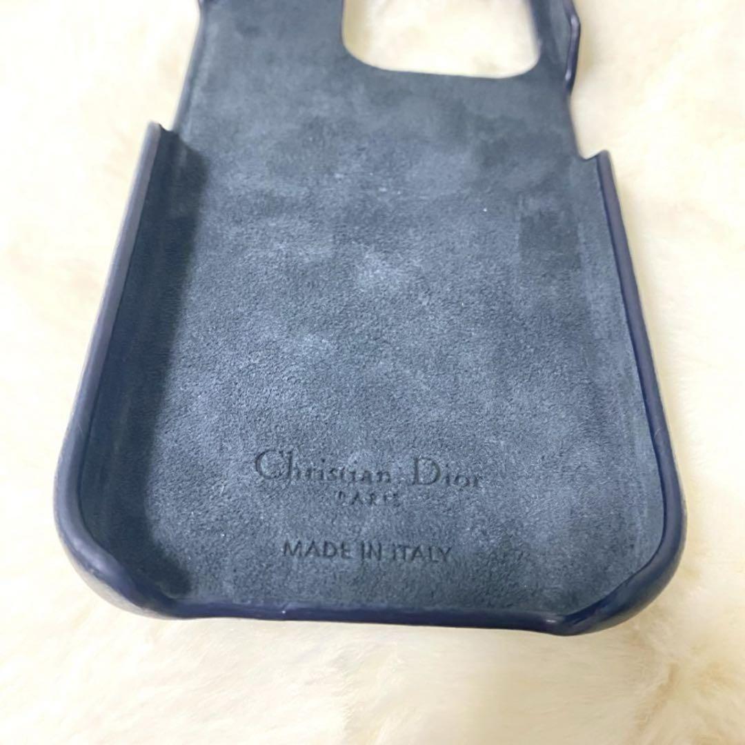 格安 ディオール Dior 美品 トロッター柄 ネイビー iPhoneケース iPhoneアクセサリー