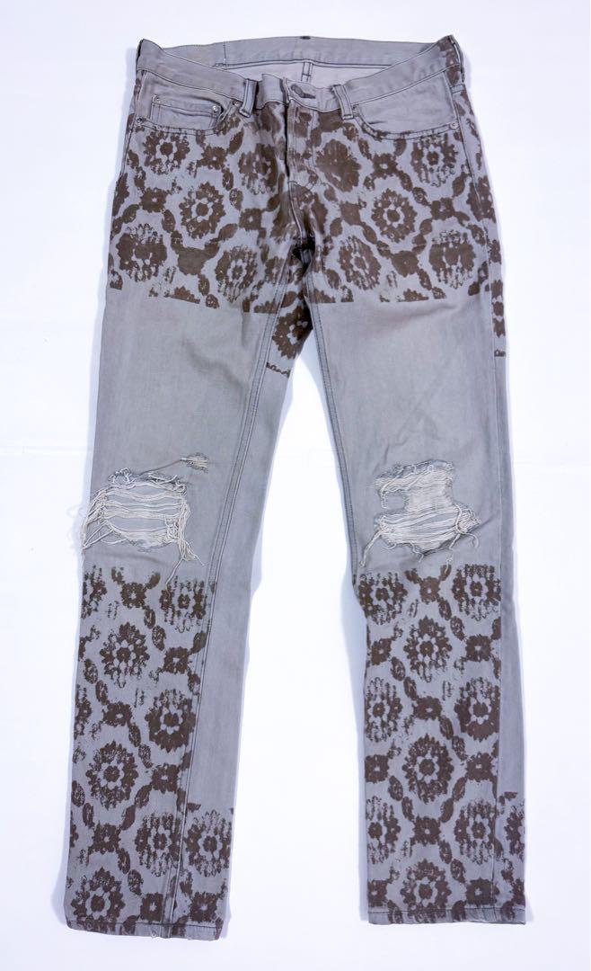 アンダーカバー 2010/AW 膝ダメージ フロッキー加工スリムパンツ サイズ2