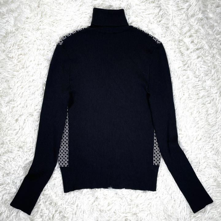 極美品】GUCCI グッチ GG柄 総柄タートルネックリブニット シルク
