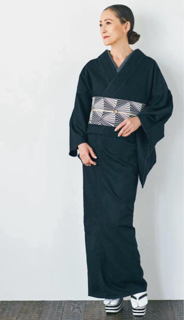 kapuki カプキ　ブラック　デニム着物　M おはしょり有