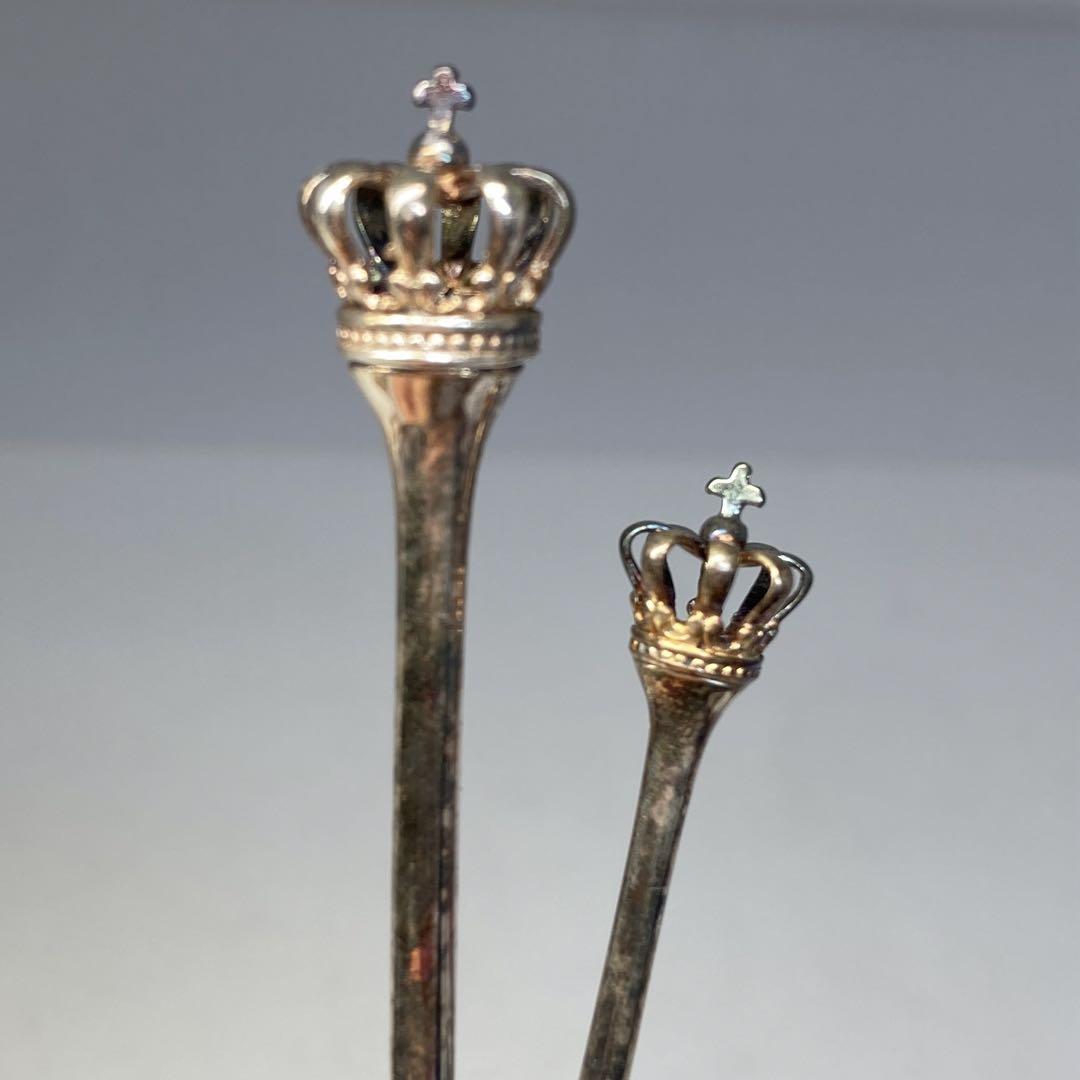 デンマークsterling 王冠透彫金スプーン7客74.6g トヒチサ