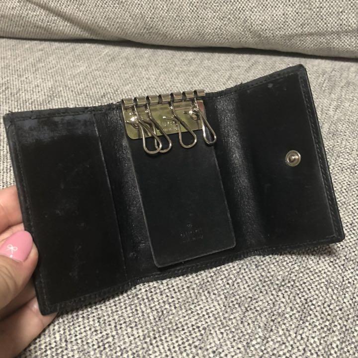 難あり◆廃盤◆GUCCI◆ネイビー◆キーケース◆キャンバス◆