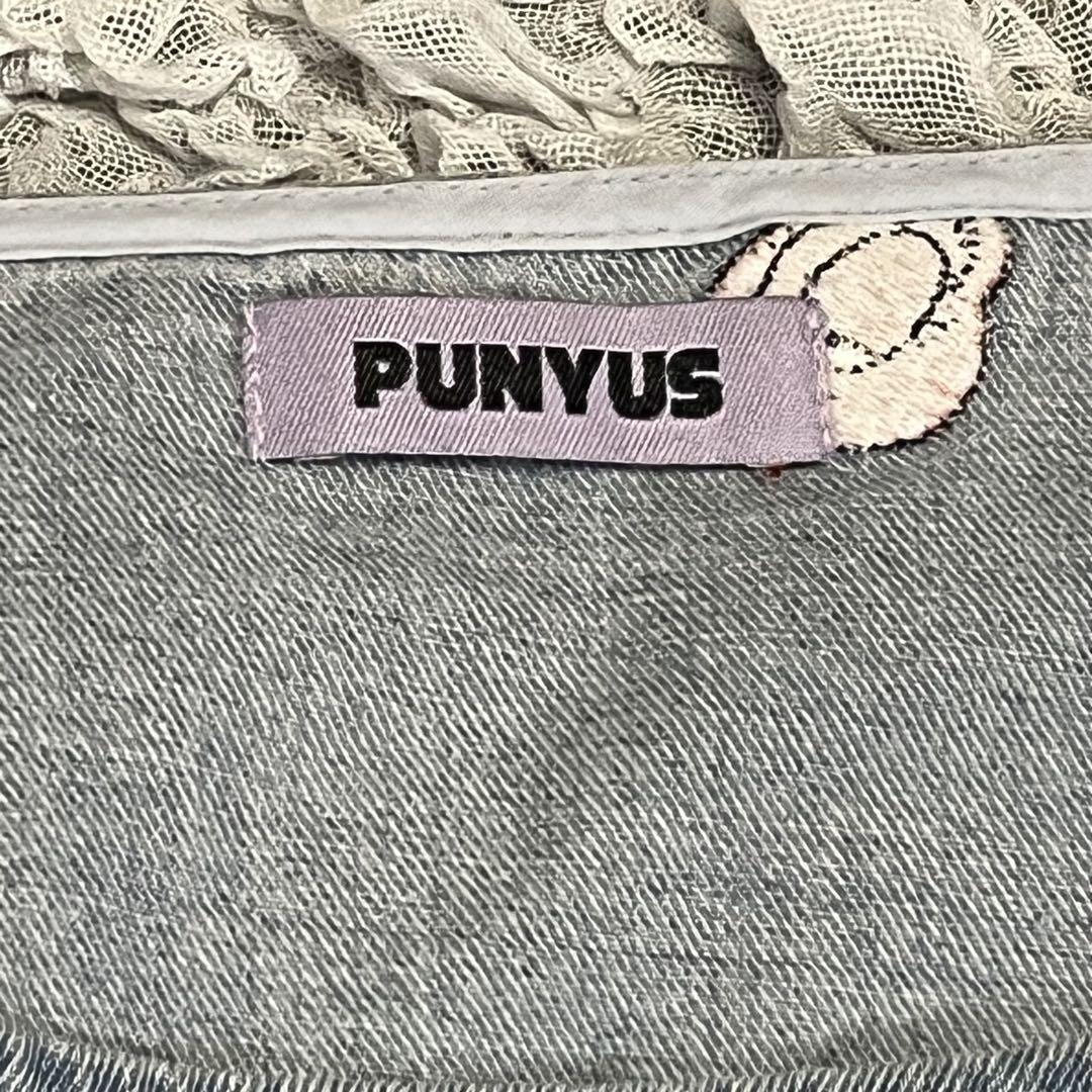 希少【PUNYUS×ガーフィールド】美品フリンジデニムワンピース 刺繍 プニュズ